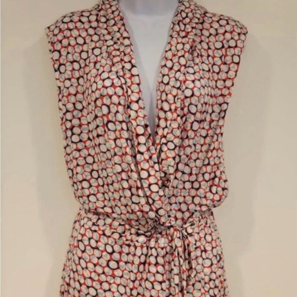 $398 Diane Von Furstenberg Sleeveless Hooded Romper in Dot Print - Picture 8 of 13